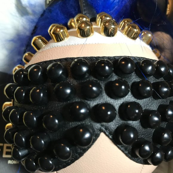 FENDI Karlito - Made in Italy - Karl Lagerfeld Studded Key Holder Bag Charm New! - Picture 5 of 16